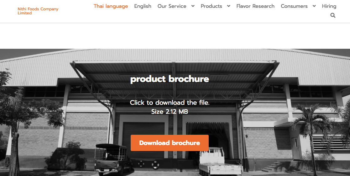 web page offering free download of the company's brochure web page offering free download of the company's brochure